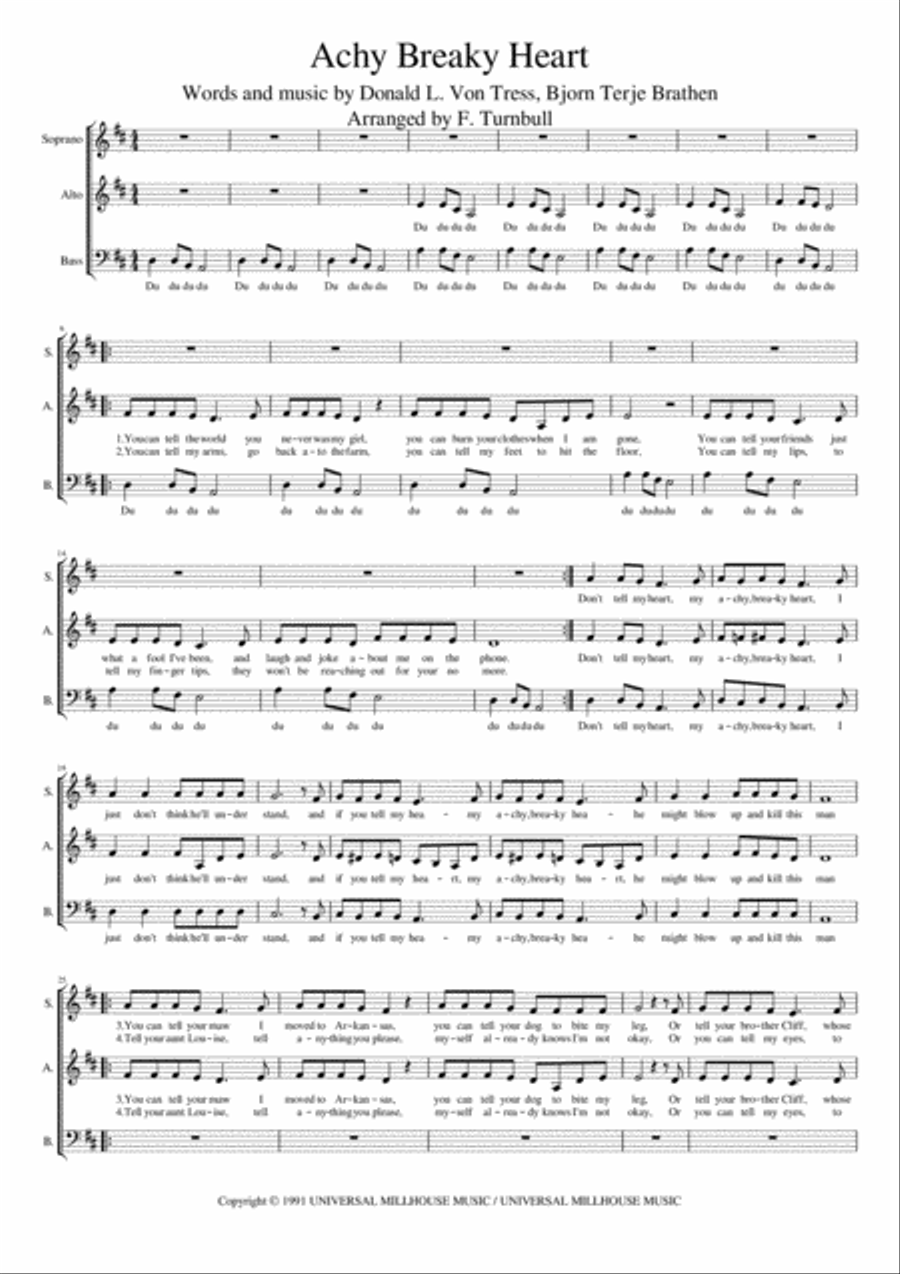Achy Breaky Heart (don't Tell My Heart) 3-Part scores gallery preview page 1