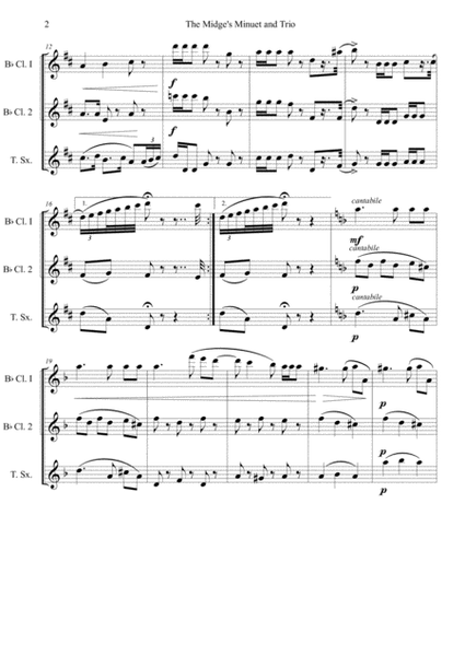The Midge's Minuet and Trio for 2 clarinets and tenor saxophone - score image number null