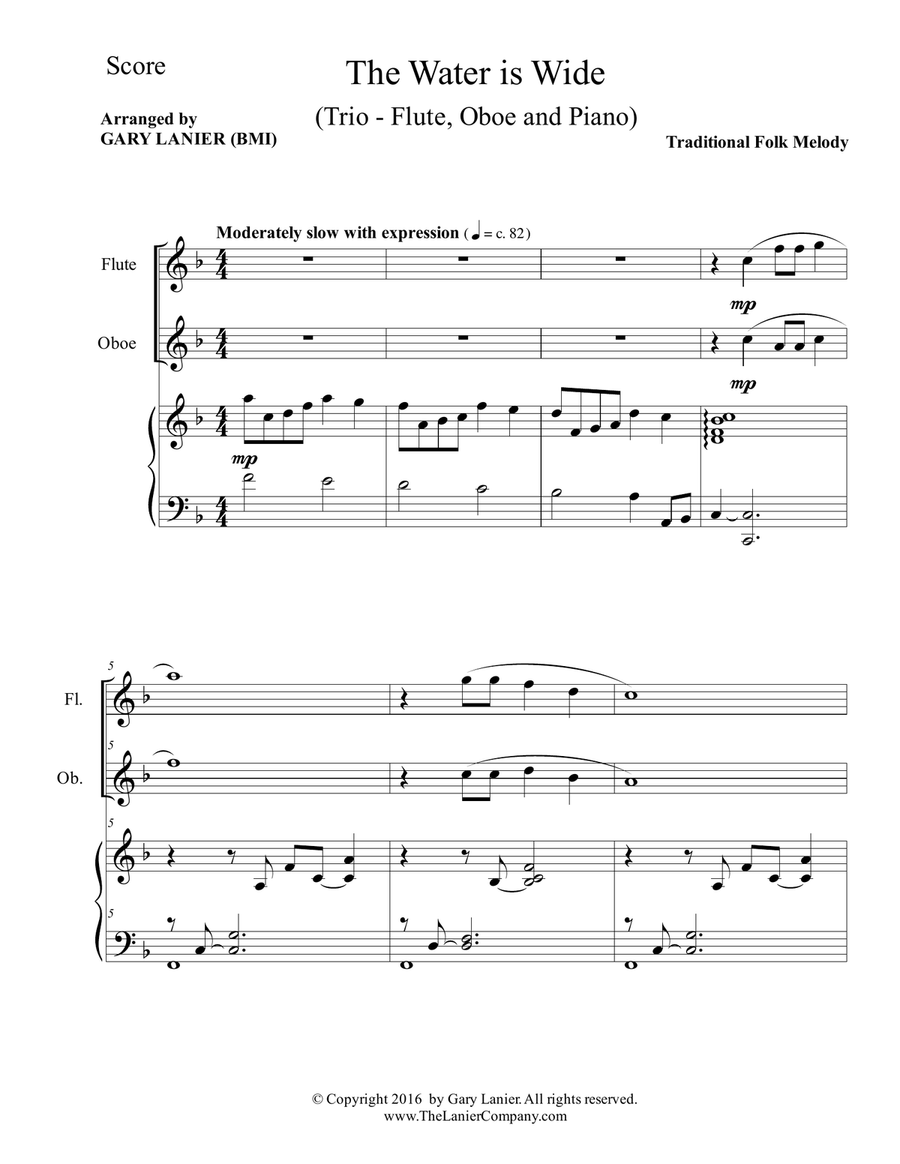THE WATER IS WIDE (Trio – Flute, Oboe & Piano with Parts) Woodwind Duet scores gallery preview page 2