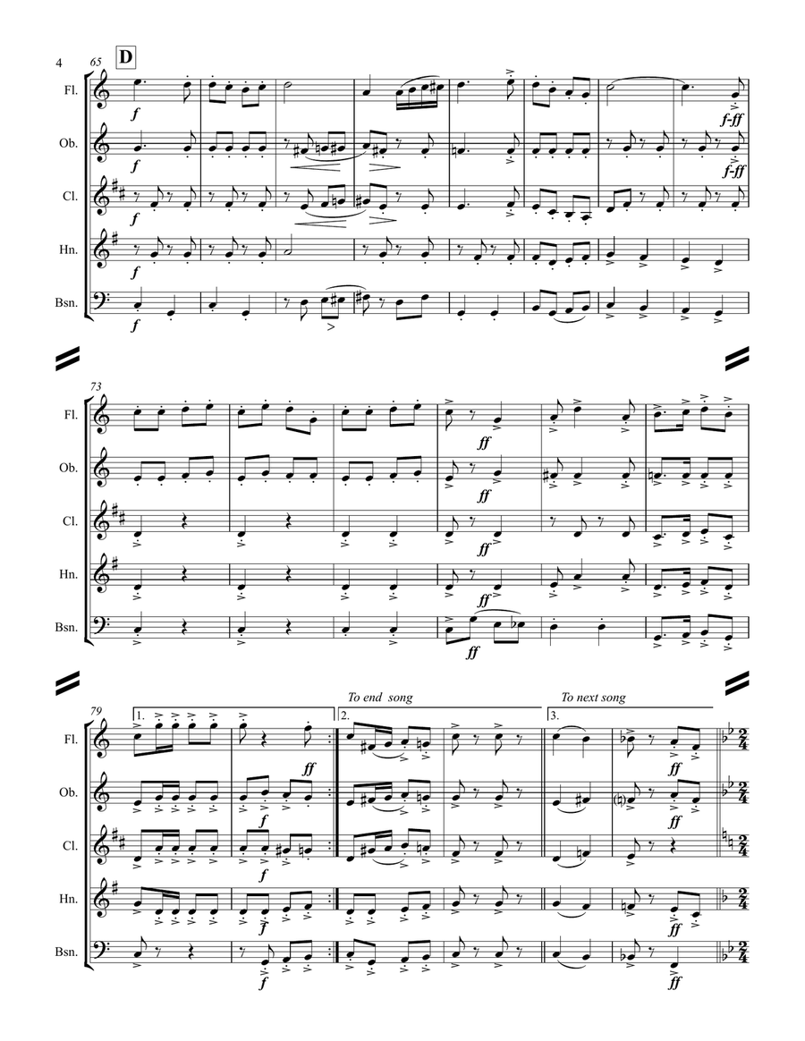 A Patriotic Medley by George M. Cohan (for Woodwind Quintet) Woodwind Quintet scores gallery preview page 5