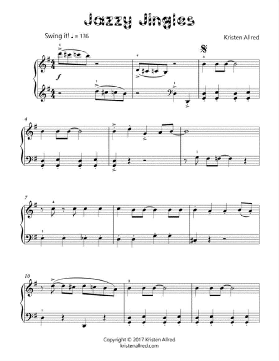 Jazzy Jingles (Jingle Bells) Piano Solo scores gallery preview page 1