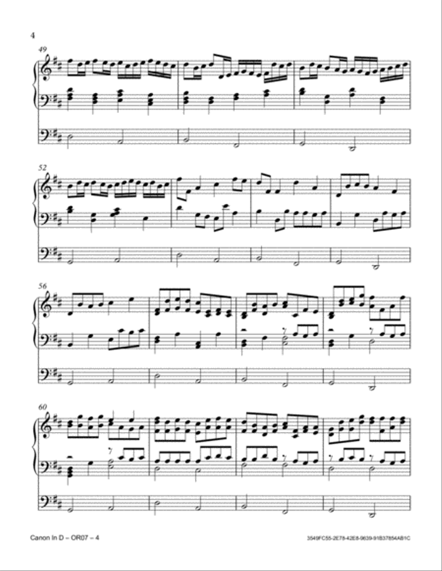 Canon In D Organ Solo scores gallery preview page 4