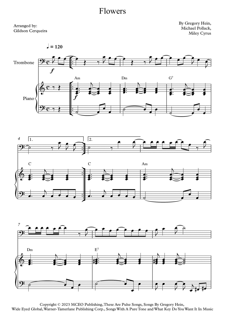 Flowers Piano scores gallery preview page 1