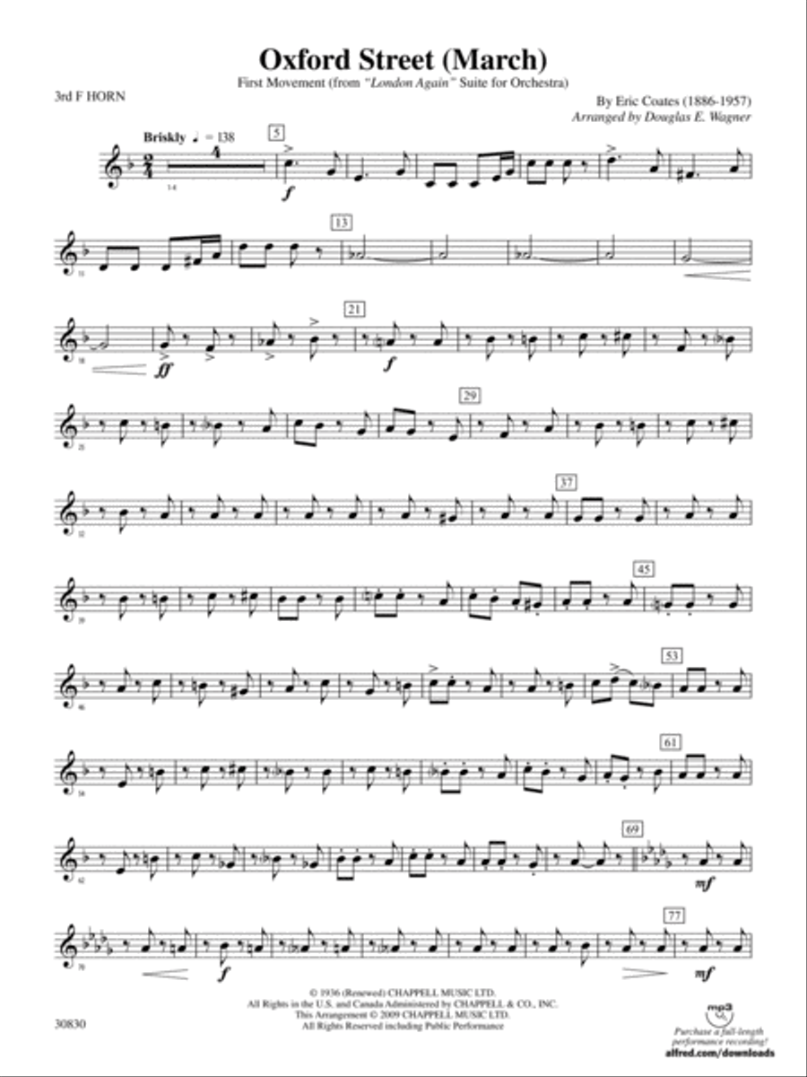 Oxford Street (March): 3rd F Horn Concert Band scores gallery preview page 1