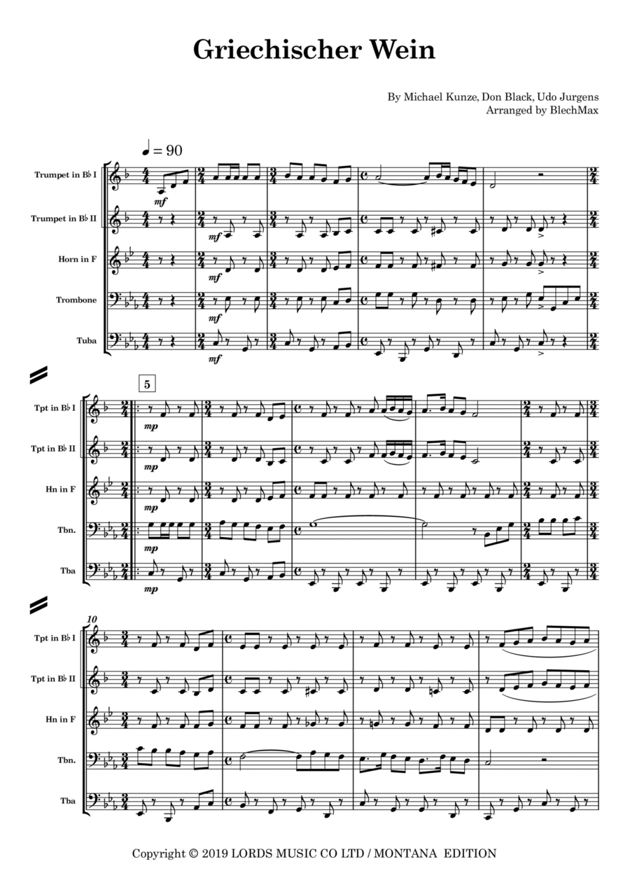 Griechischer Wein Brass Ensemble scores gallery preview page 1