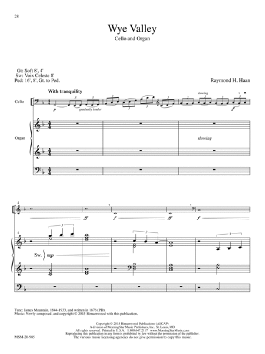 Five Preludes for Cello and Organ Organ Accompaniment scores gallery preview page 14