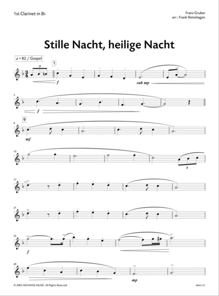 Stille Nacht, heilige Nacht Clarinet Quartet scores gallery preview page 2