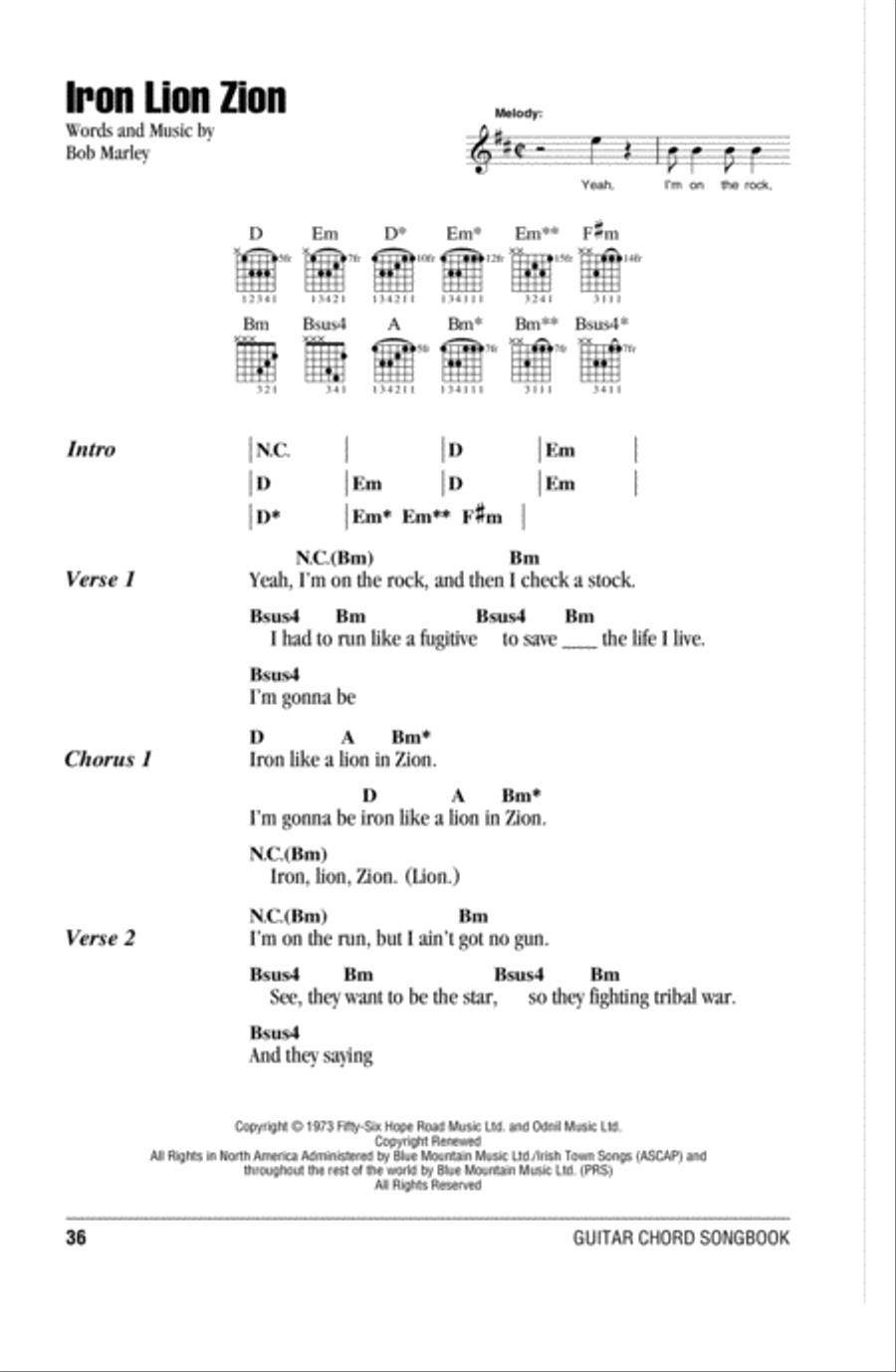 Iron Lion Zion Iron Lion Zion Acoustic Guitar scores gallery preview page 1