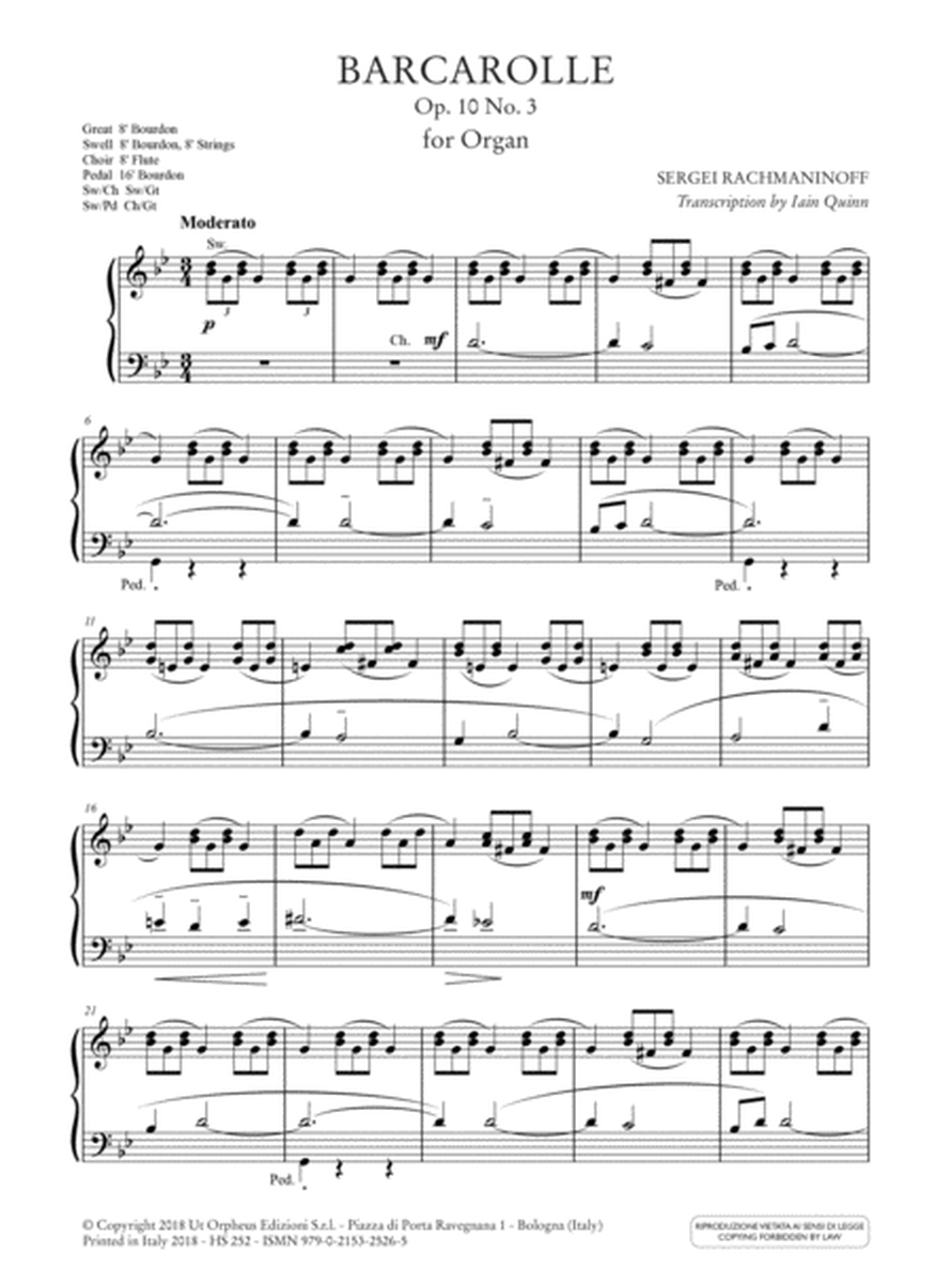 Barcarolle Op. 10 No. 3 for Organ