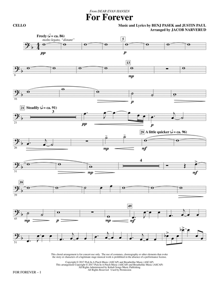 For Forever (from Dear Evan Hansen) (arr. Jacob Narverud) - Cello