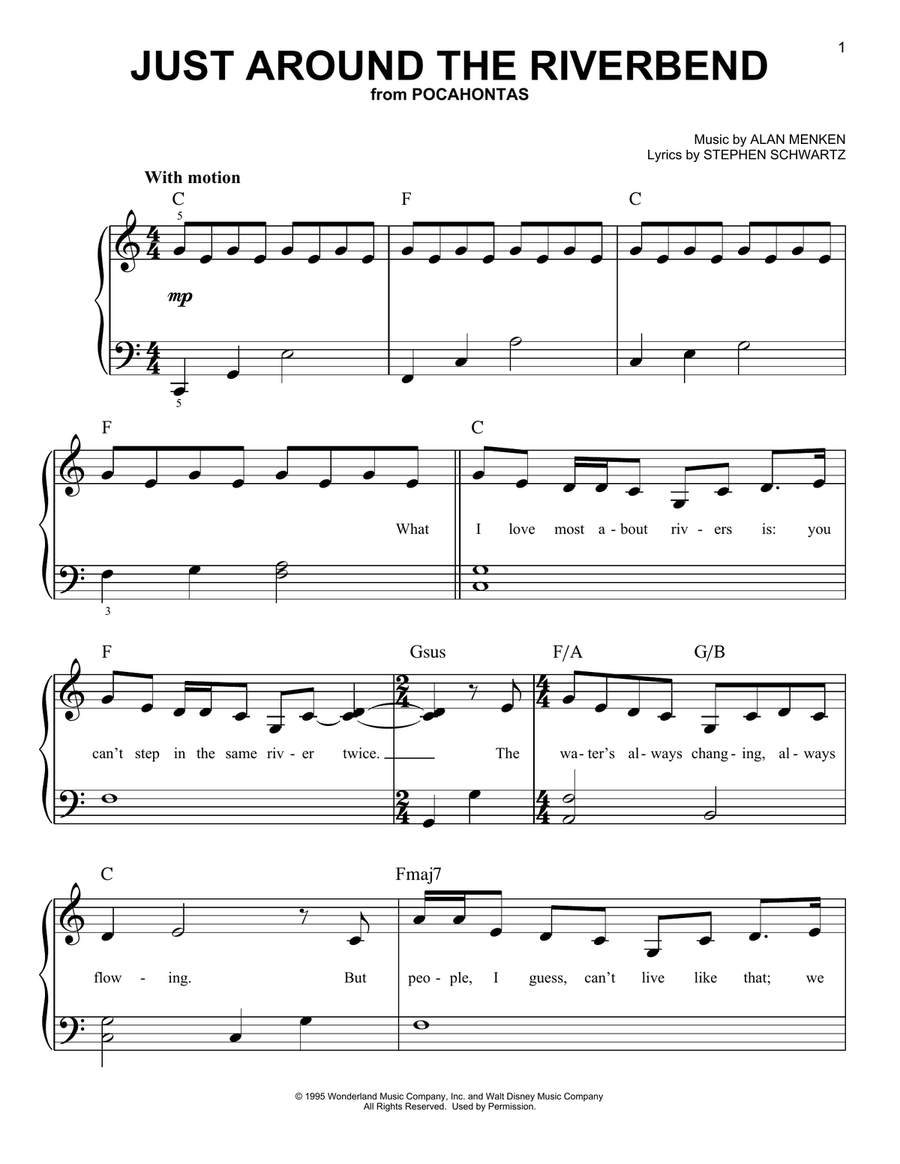 Just Around The Riverbend Easy Piano scores gallery preview page 1