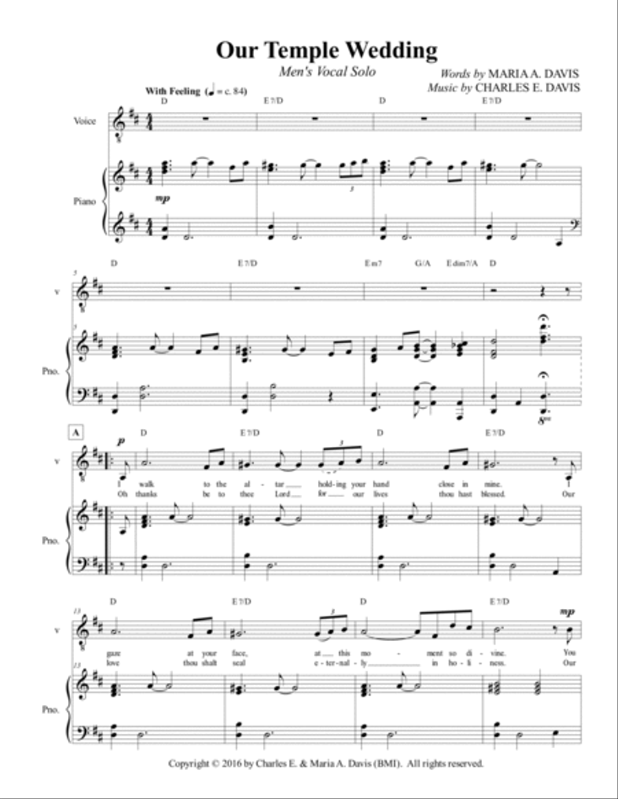 Our Temple Wedding - Men's Solo Piano, Vocal, Guitar scores gallery preview page 3