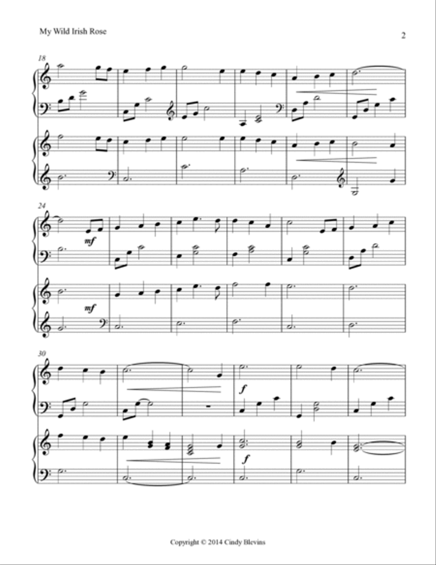 My Wild Irish Rose, for Harp Duet Harp scores gallery preview page 3