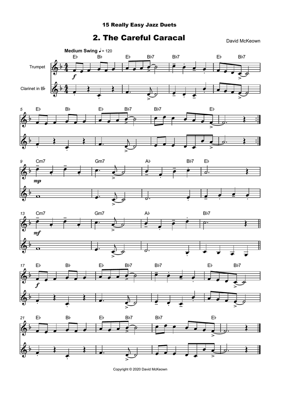 15 Really Easy Jazz Duets for Trumpet and Clarinet Duet Clarinet Duet scores gallery preview page 3