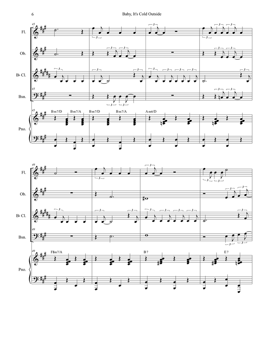 Baby, It's Cold Outside Baby, It's Cold Outside Woodwind Quartet scores gallery preview page 6