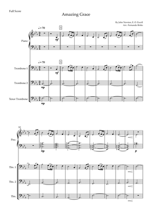 Amazing Grace (John Newton, E. O. Excell) for Trombone Trio and Piano Accompaniment with Chords