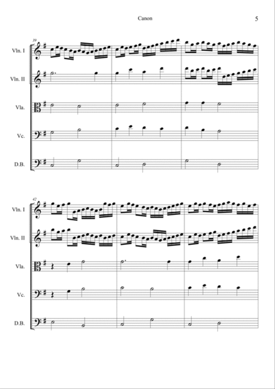 Canon in G String Quintet scores gallery preview page 5