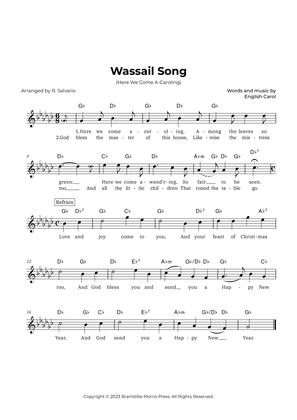 Wassail Song (Here We Come A-Caroling) - Key of G-Flat Major