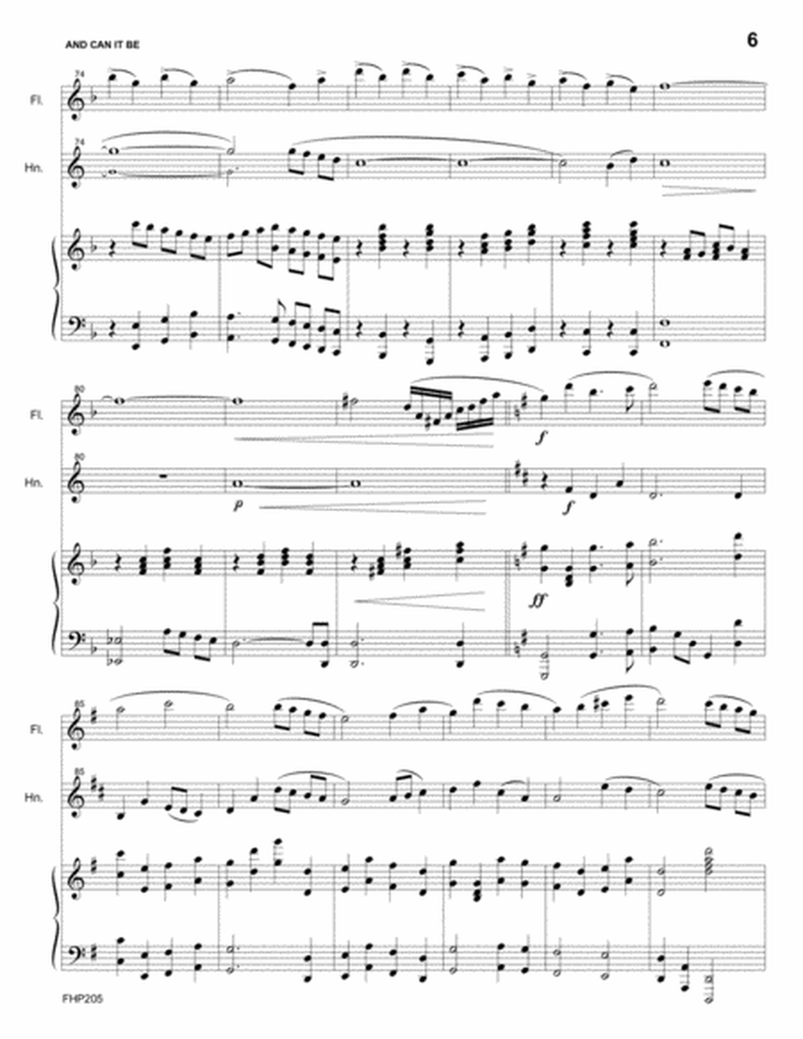 AND CAN IT BE - FLUTE & HORN with Piano Accompaniment image number null