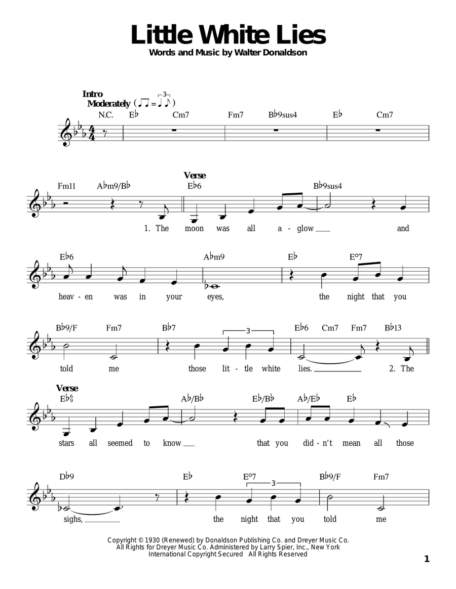 Little White Lies Little White Lies Voice scores gallery preview page 1