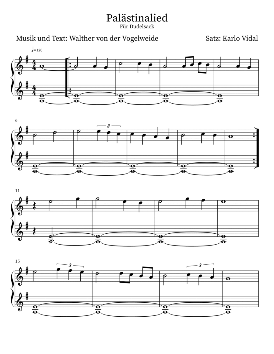 Palästinalied Bagpipe scores gallery preview page 1