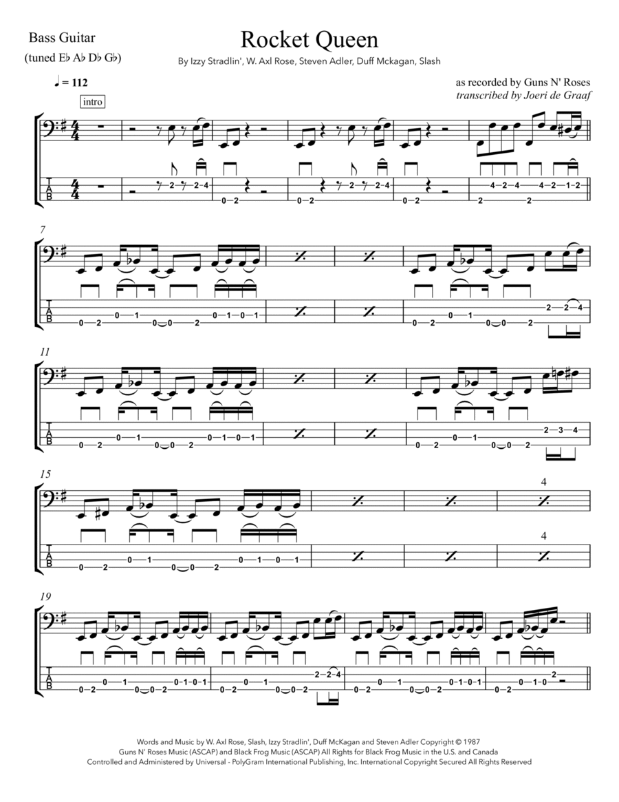 Rocket Queen Bass Guitar scores gallery preview page 1