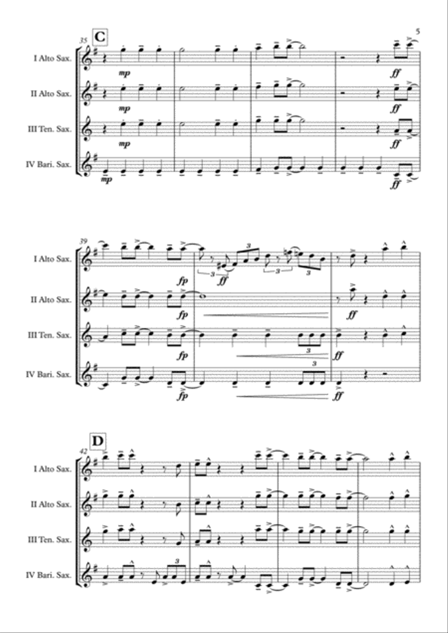 Rosanna Rosanna Saxophone Quartet scores gallery preview page 6