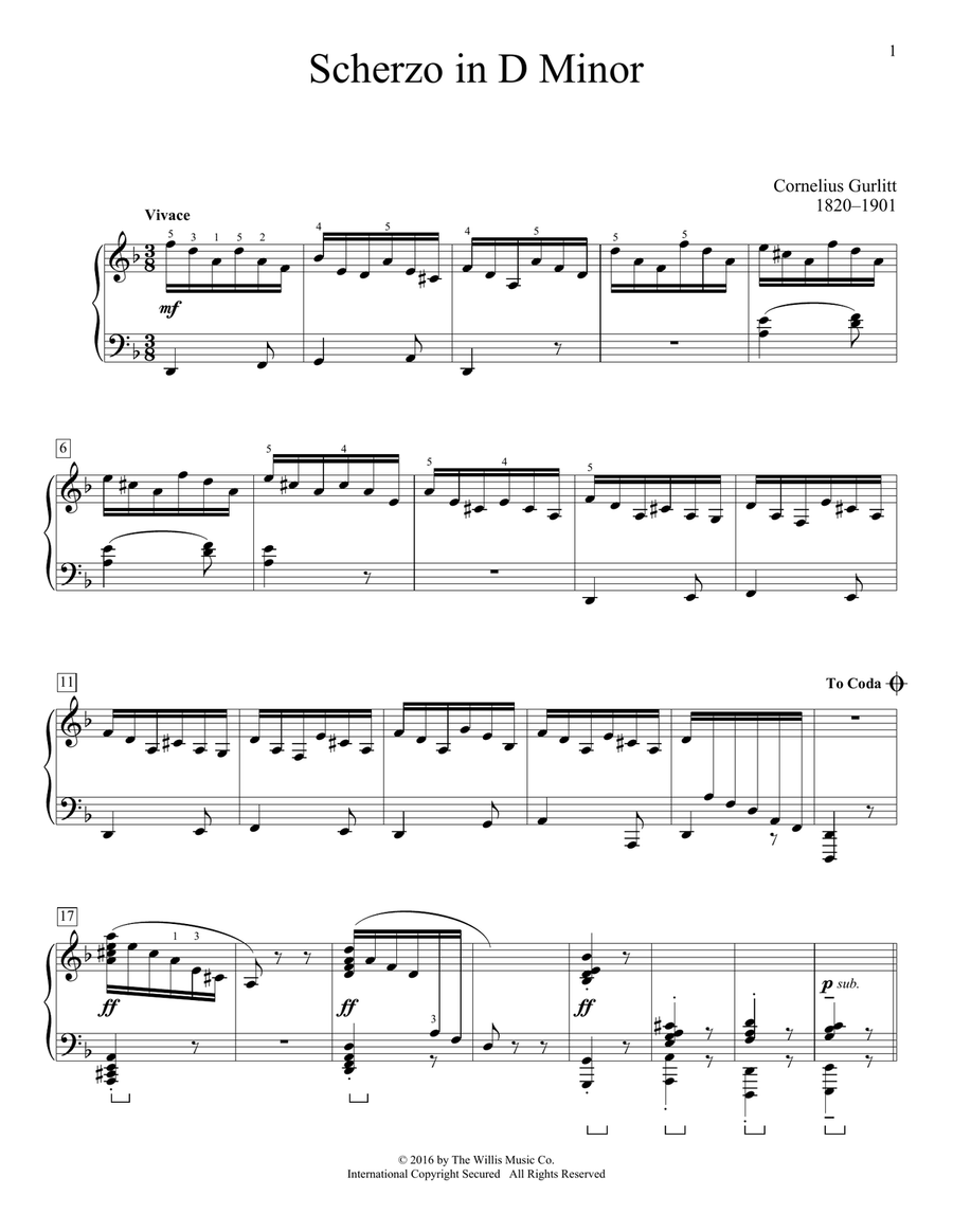 Scherzo In D Minor Piano Method scores gallery preview page 1