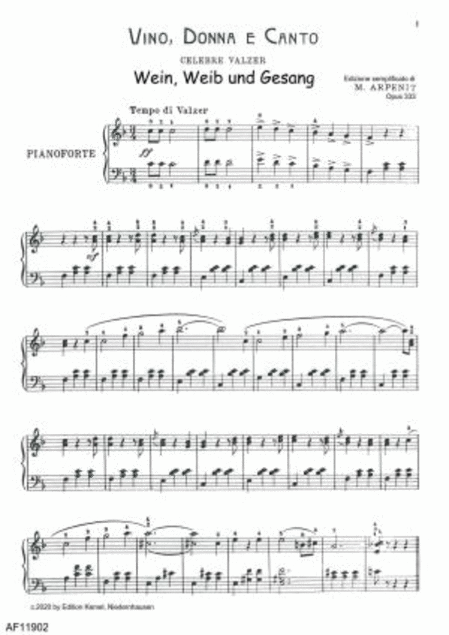 Vino, donna e canto Piano Solo scores gallery preview page 1