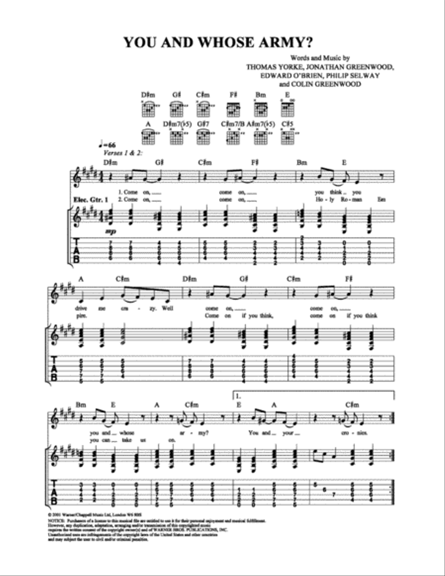 You and Whose Army? Electric Guitar scores gallery preview page 1