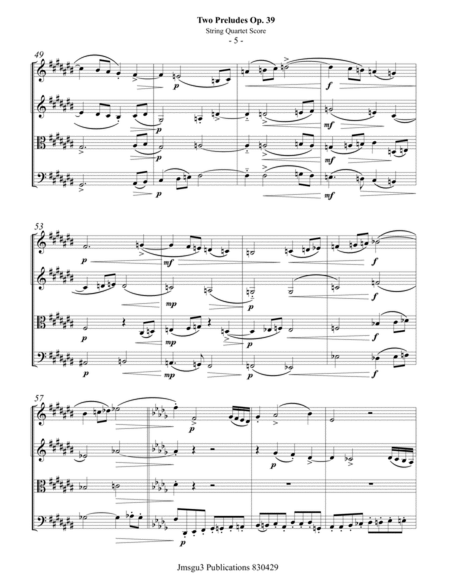 Beethoven: Two Preludes Op. 39 for String Quartet - Score Only image number null
