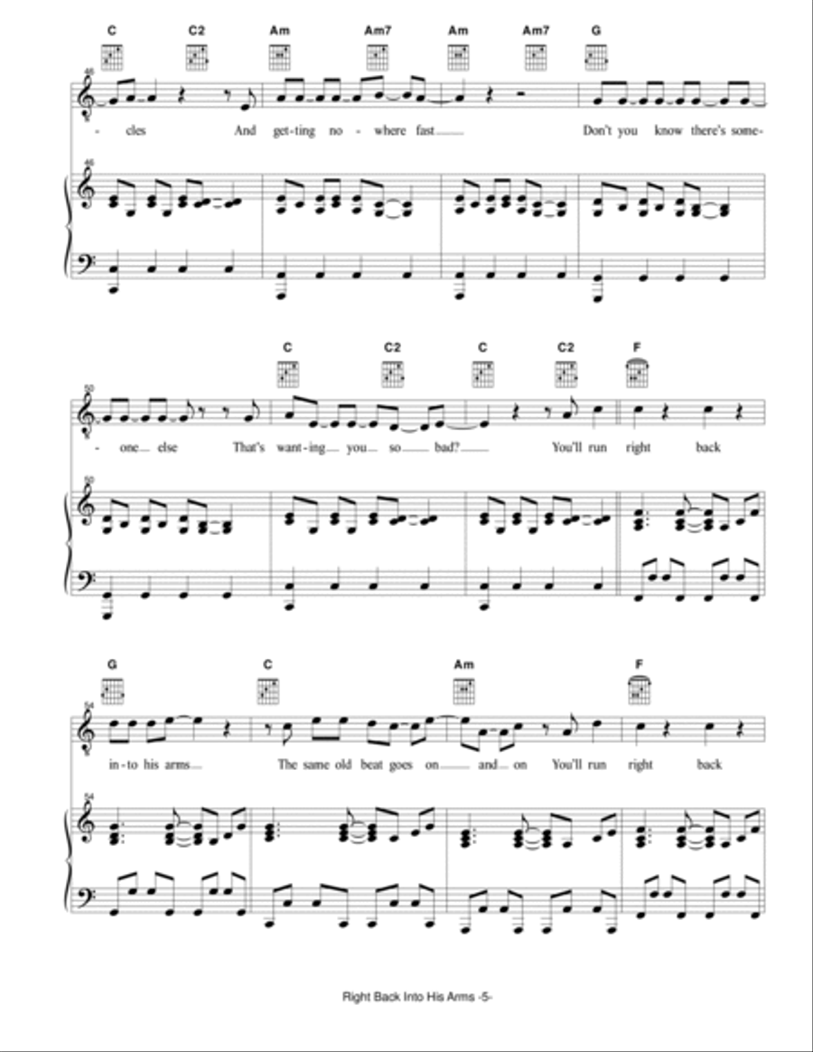 Right Back Into His Arms Right Back Into His Arms Piano, Vocal, Guitar scores gallery preview page 6