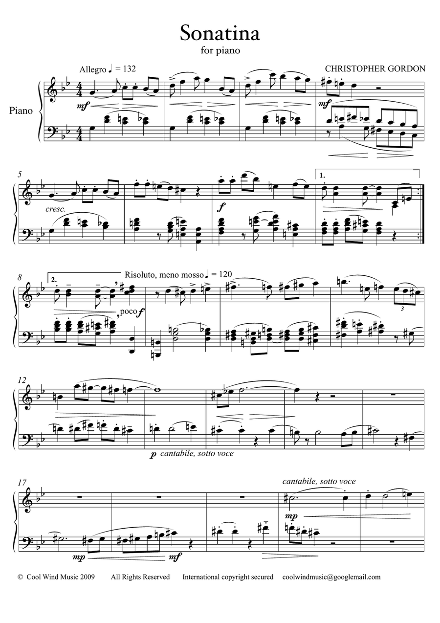 Sonatina (for piano) Piano Solo scores gallery preview page 1