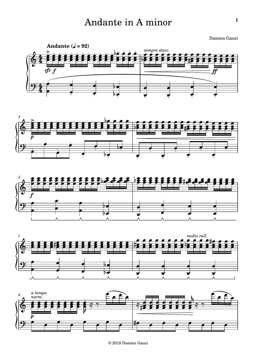 Andante in A minor Piano Solo scores gallery preview page 3