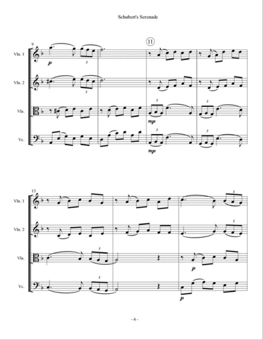 Schubert's Serenade - String Quartet String Quartet scores gallery preview page 4
