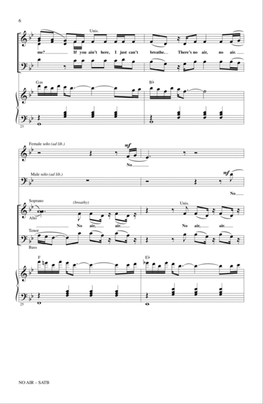 No Air (from Glee) (adapt. Alan Billingsley) 4-Part scores gallery preview page 5