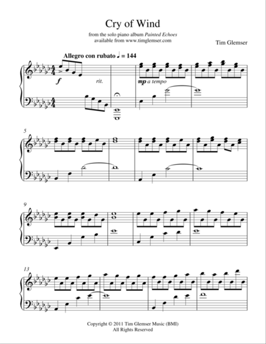 Cry of Wind Cry of Wind Piano Solo scores gallery preview page 1