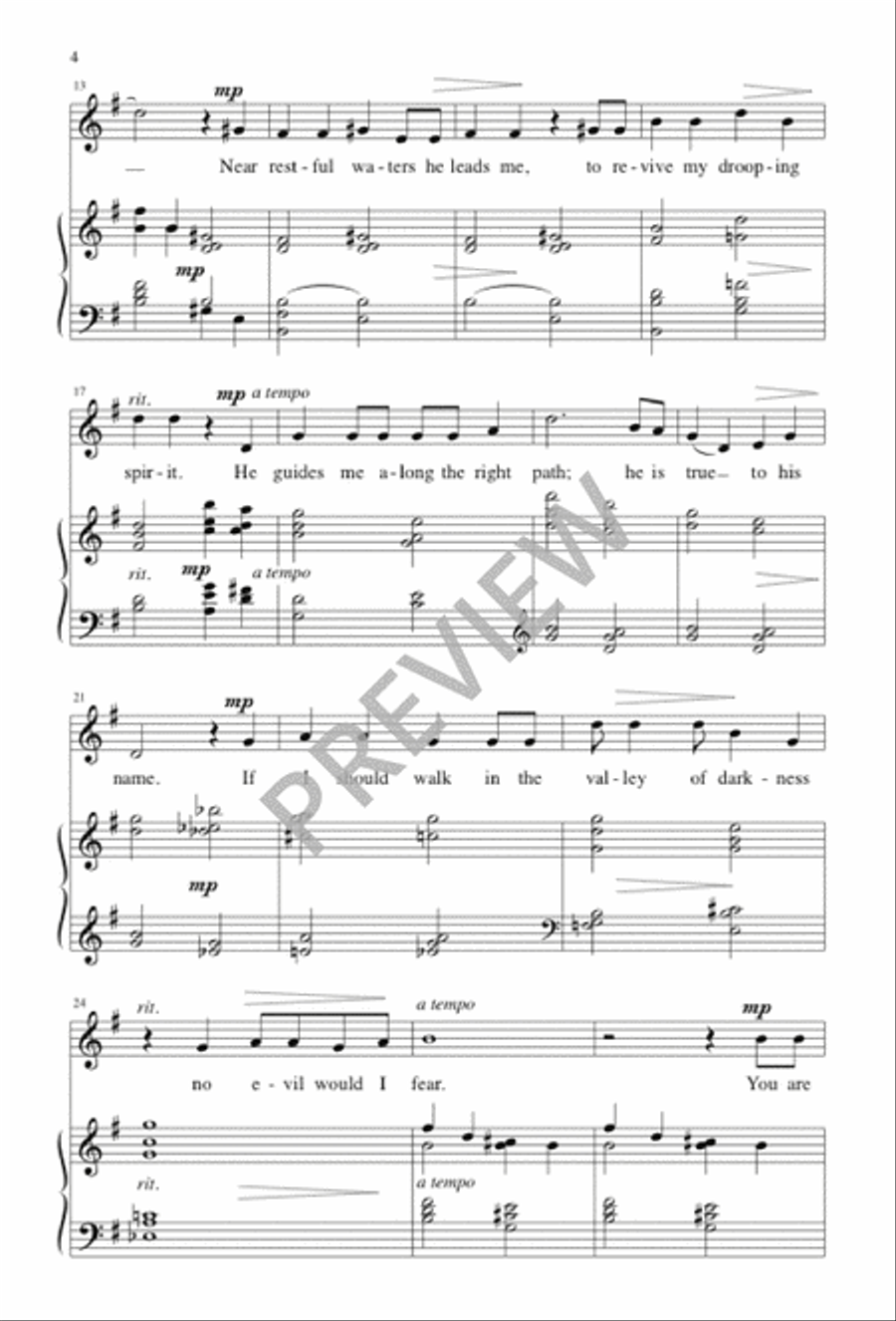 Psalm 23 Unison Choir scores gallery preview page 4