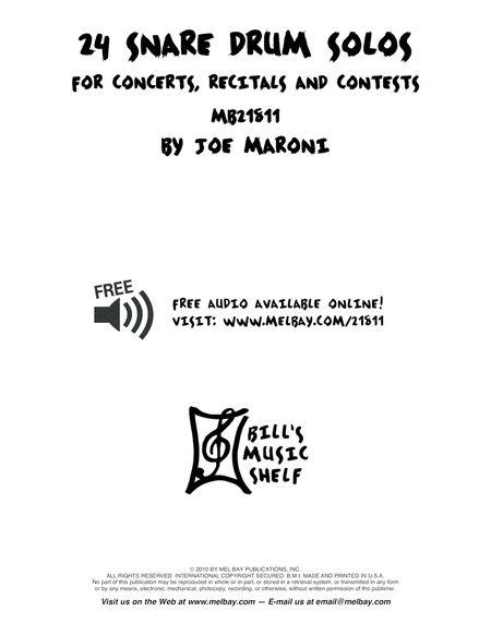 24 Snare Drum Solos for Concerts, Recitals and Contests