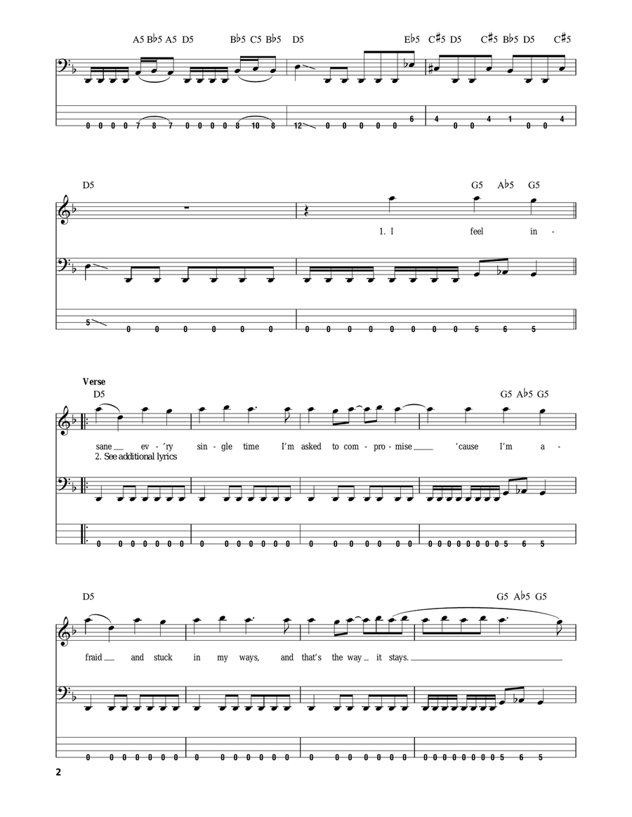 Almost Easy Almost Easy Bass Guitar Tablature scores gallery preview page 2