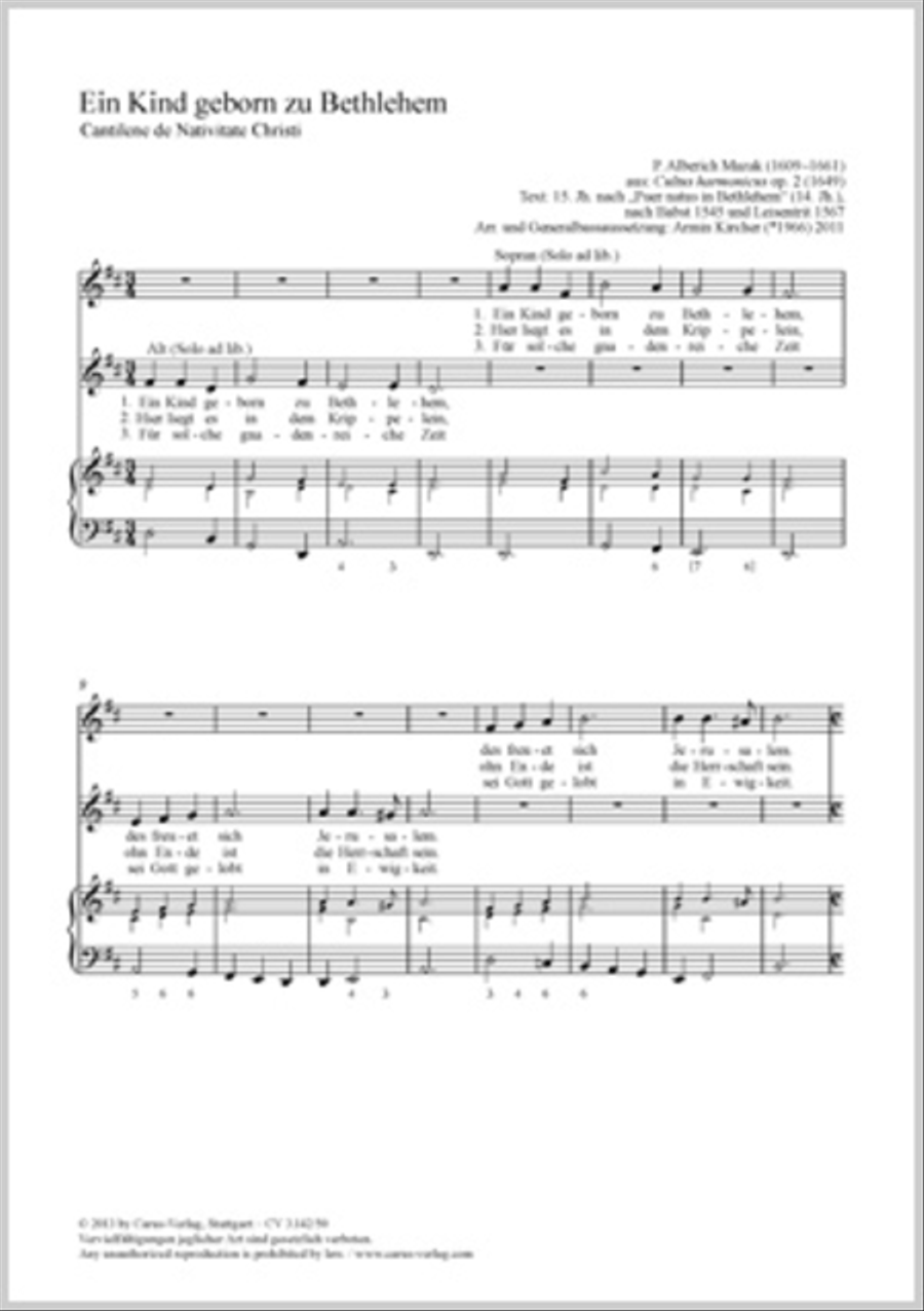 A babe is born in Bethlehem (Ein Kind geborn zu Bethlehem)
