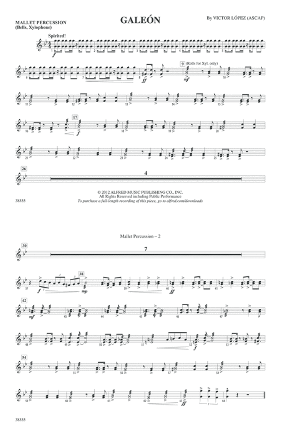 Galeón: Mallets Galeón: Mallets Marching Band scores gallery preview page 1