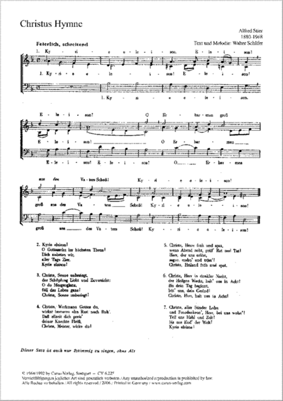 Stier: Christus-Hymne; Dass wir's getroster wagen