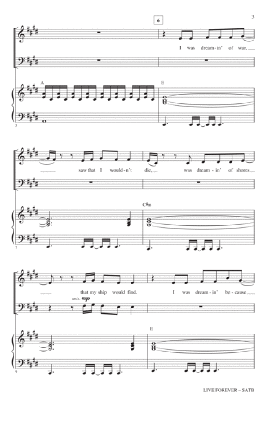 Live Forever (arr. Roger Emerson) 4-Part scores gallery preview page 2