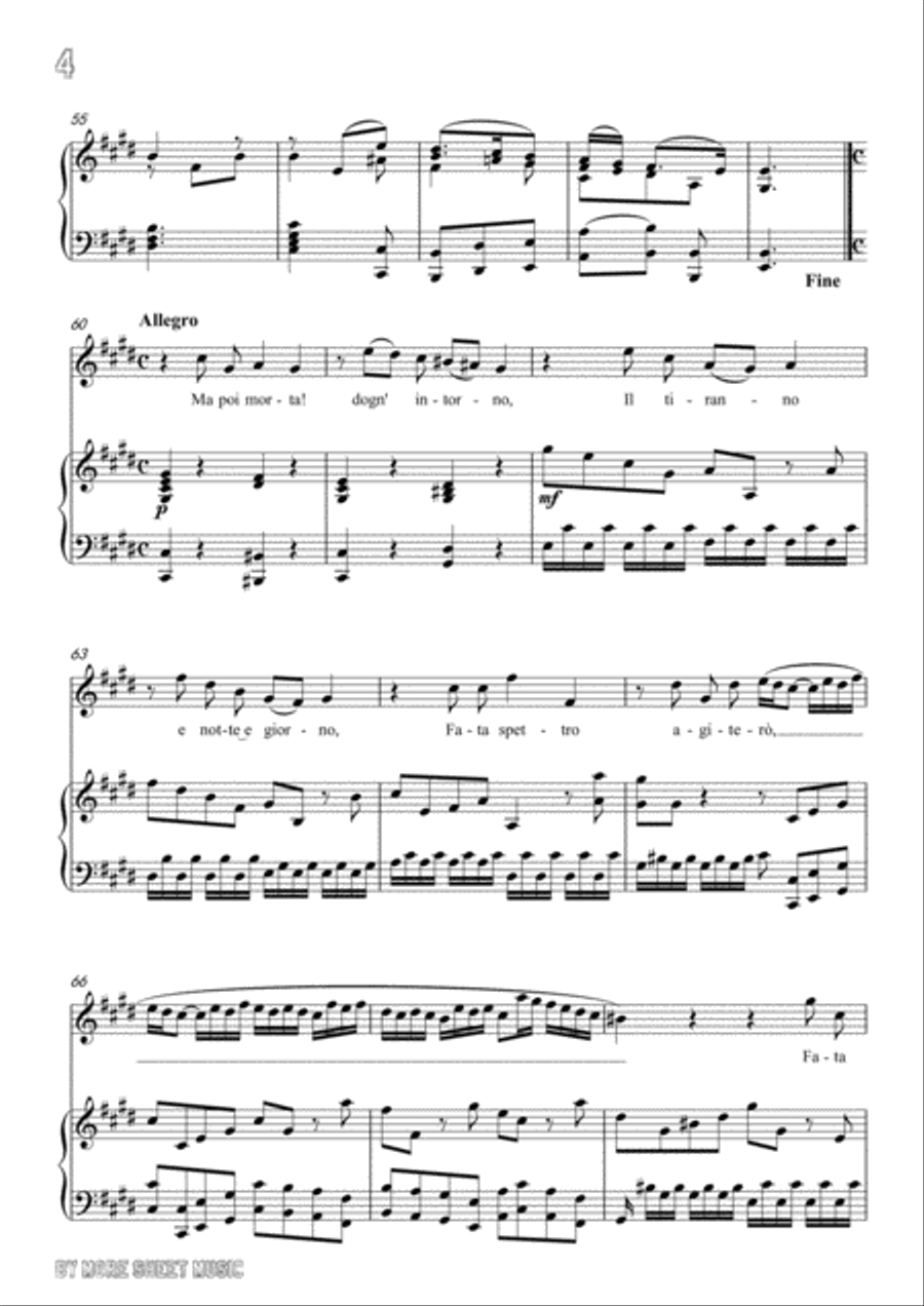 Handel-E pur così in un giorno...Piangerò la sorte mia in E Major,for Voice and Piano Voice Solo scores gallery preview page 6