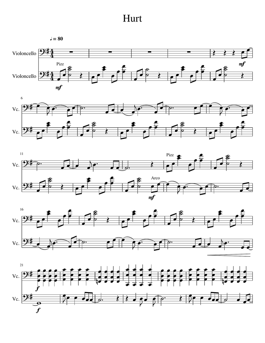 Hurt String Duet scores gallery preview page 1