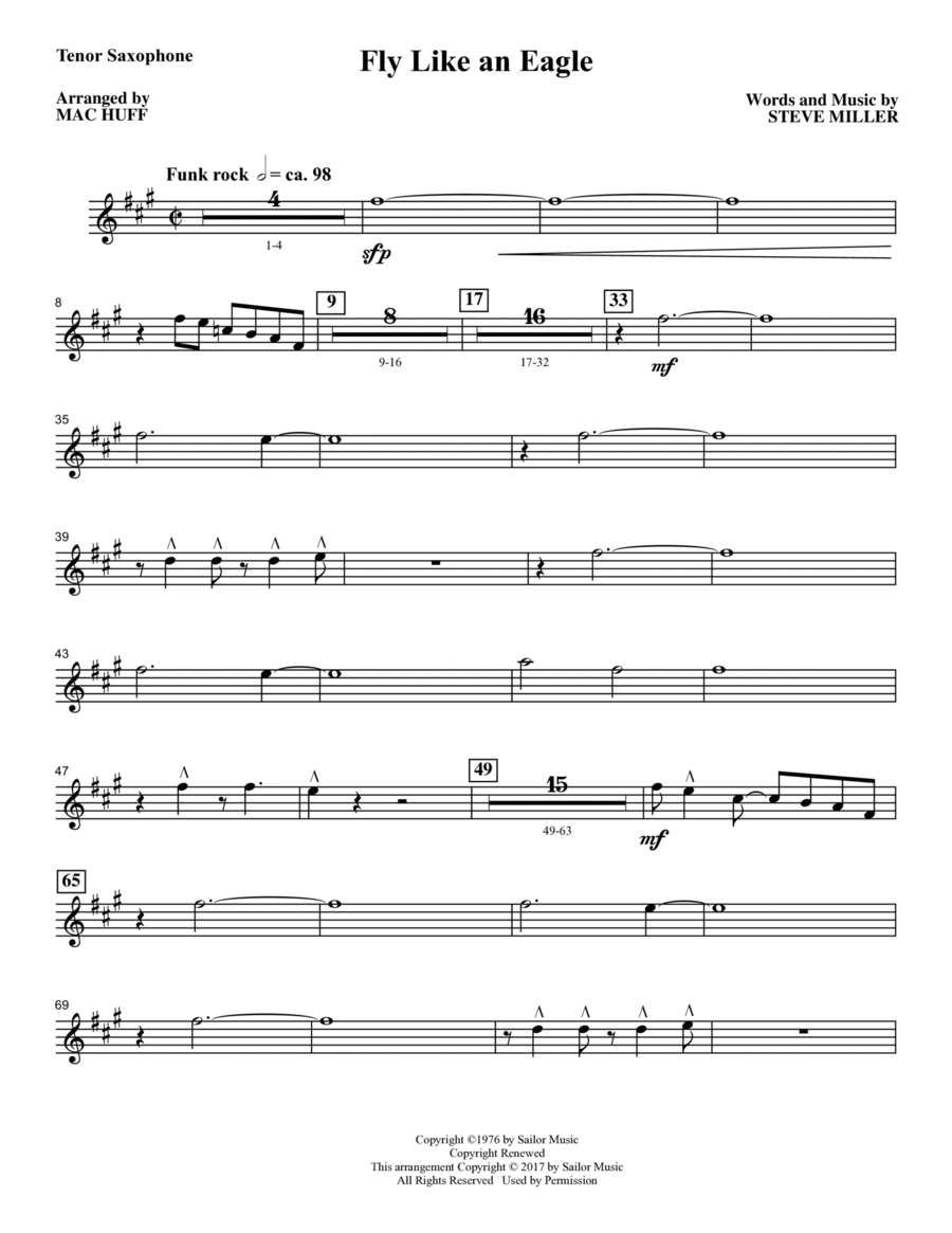 Fly Like an Eagle - Tenor Saxophone Choir scores gallery preview page 1
