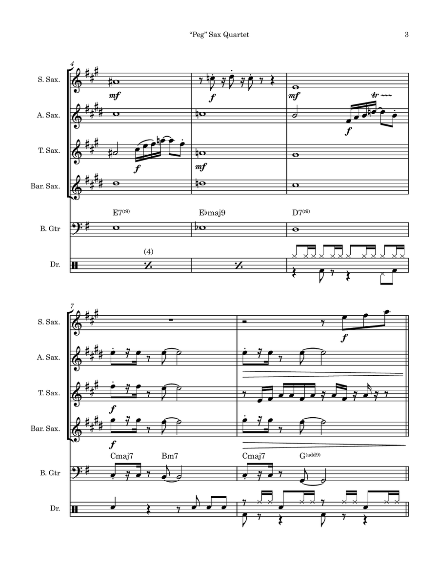 Peg Saxophone Quartet scores gallery preview page 3