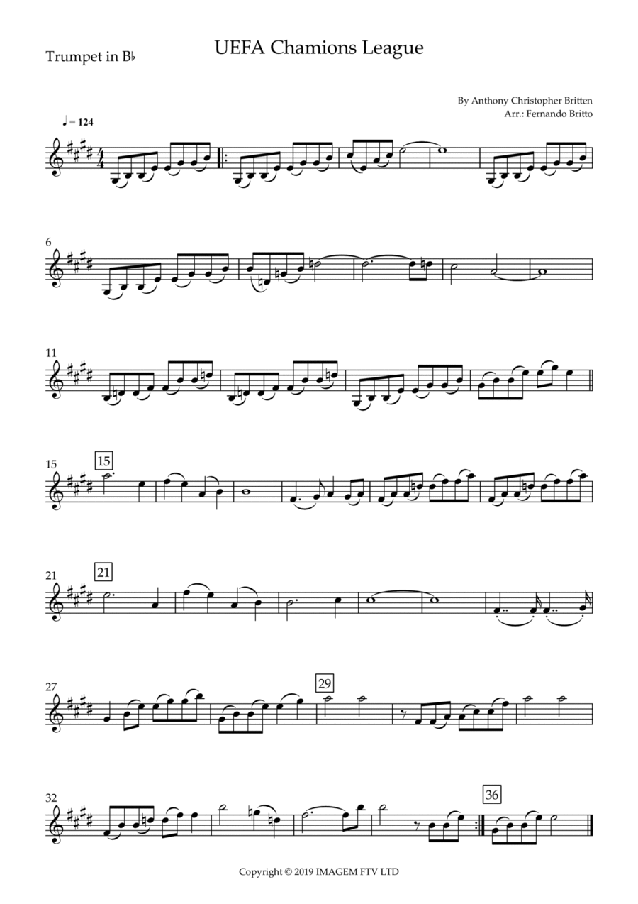 Uefa Champions League Team Trumpet Solo scores gallery preview page 1