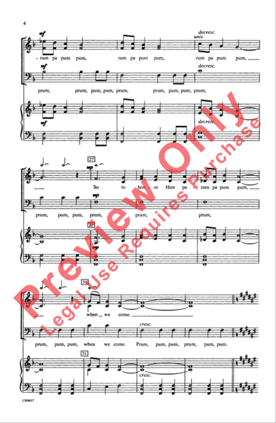 The Little Drummer Boy 3-Part scores gallery preview page 4